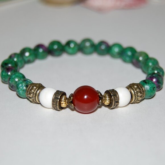 Multicolor Gemstones Bracelet,Stone Beaded Bracelet - Picture 1 of 3